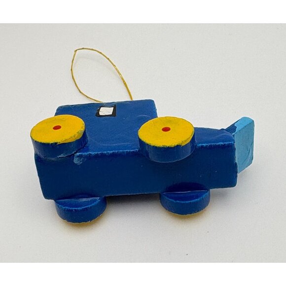 Handmade Blue Wooden Vintage Car Christmas Tree Ornament - Picture 4 of 7